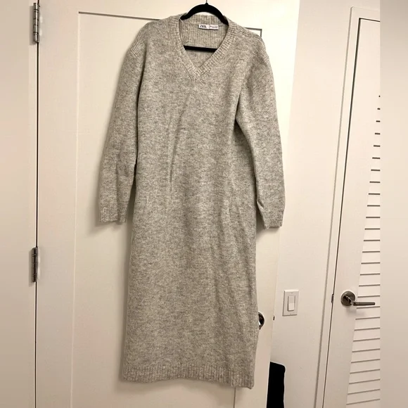 Zara | Dresses | Zara Grey Maxi Sweater Dress | Poshmark